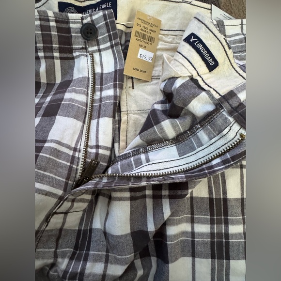 NWT American Eagle Black White Plaid Longboard 12” Shorts Men’s Size 38 - Picture 6 of 8